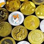 different crypto coins on the table