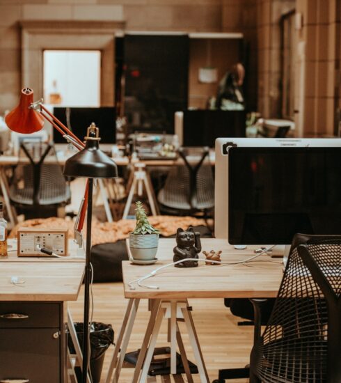 two desks in the office