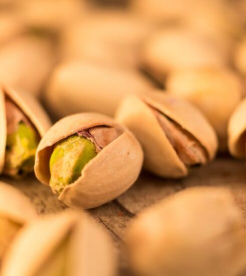 Nutrition - a pile of pistachio nuts sitting on top of a table