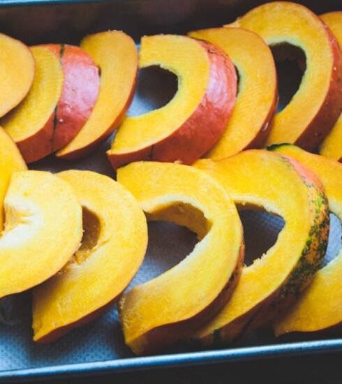 Nutrition - sliced fruit on black tray