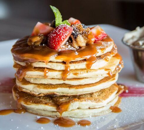 Foods - Pancake With Sliced Strawberry