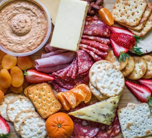 Snacks - Crackers, Cheese, And Fruits