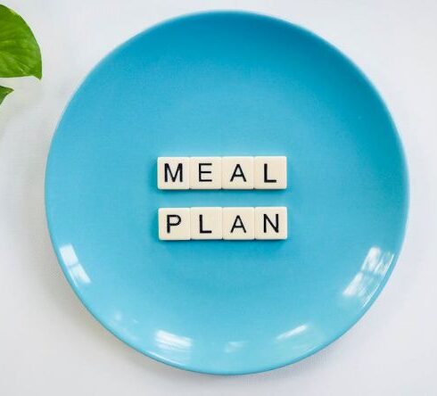 Meal Plan - Blue Ceramic Plate With Meal Plan Blocks