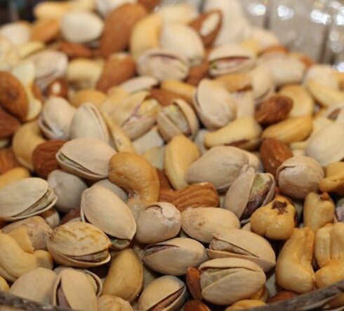 Snacks - White Yellow and Brown Peanut on Clear Glass Basin