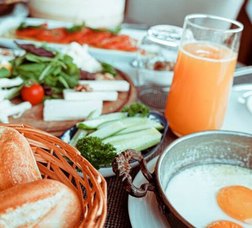 Breakfast - Fried Egg Beside Bread Platter