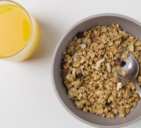 Diet - Oats and Nuts in Gray Bowl