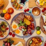 Meals - A table with many different types of food on it