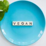 Vegan - Scrabble Tiles in Blue Ceramic Plate