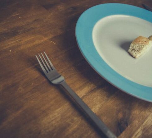 Diet - Bread on Blue Round Plate