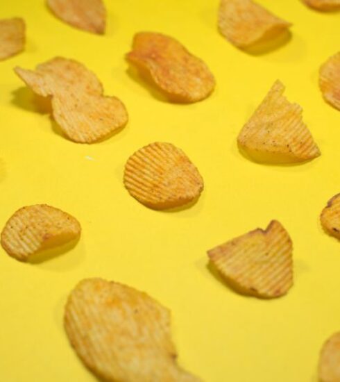 Diet - brown cookies on yellow surface