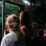 Traveling - two person standing on train window