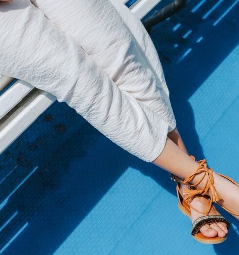 Sandals - Woman Wearing White Pants