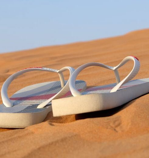 Sandals - Pair of White Flip-flops on Focus Photo