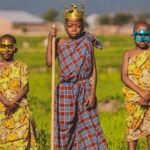 Tunics - Young Boys Wearing Patterned Tunics and Face Masks