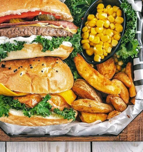 Cooking - Burgers With Fries and Tomatoes