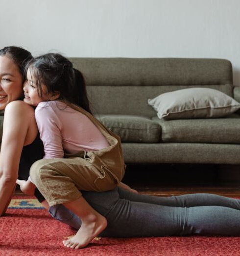 Mindfulness - Photo of Girl Hugging Her Mom While Doing Yoga Pose