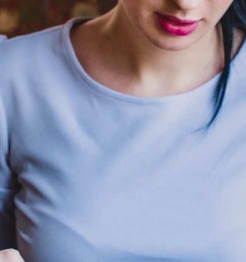 Eating - Woman In Blue Dress Eating