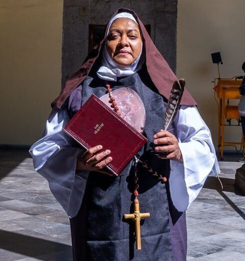 Habits - Nun Standing with Bible