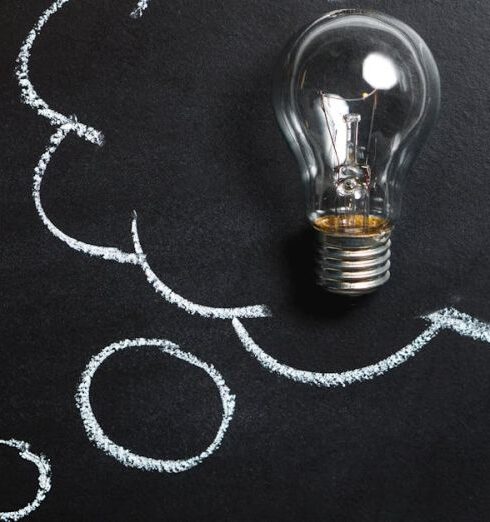 Thinking - Clear Light Bulb Placed on Chalkboard