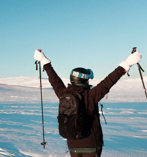 Ski Trip - Person Standing Holding Stick