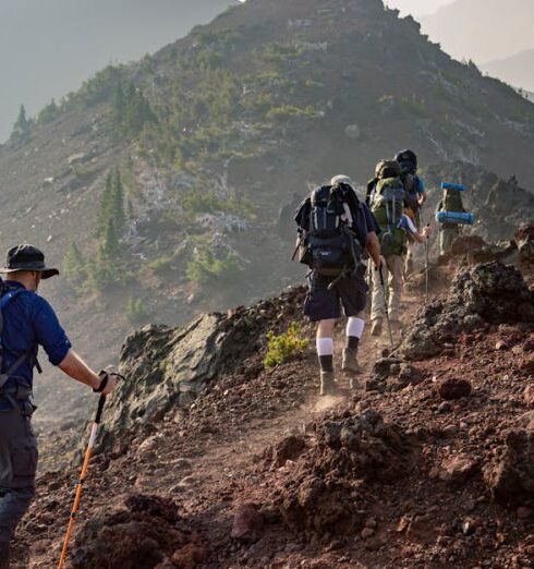 Hiking - Group of Person Walking in Mountain