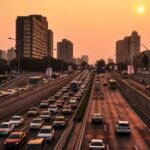 Transportation - Vehicle in Road at Golden Hour