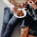 Eating - Two Person Eating Pancake on White Wooden Floor