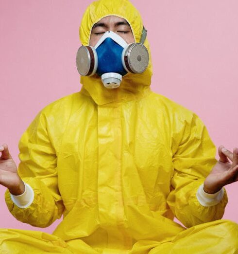 Breathing - Man In Yellow Protective Suit