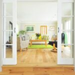 Living - Brown Coffee Table on Green Area Rug