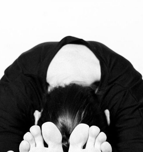 Routine - Ballerina Stretching in Black and White