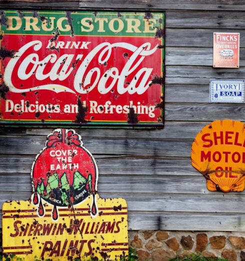 Signs - Drug Store Drink Coca Cola Signage on Gray Wooden Wall