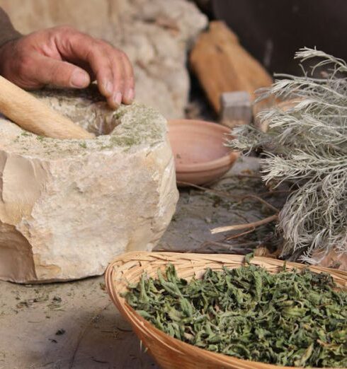 Remedies - Person Grinding Herbs Using Mortar and Pestle