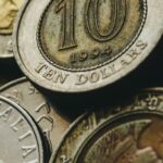 Fund - Closeup of old golden and silver coins placed in heap next to each other