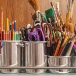 Crafting - Pencils in Stainless Steel Bucket