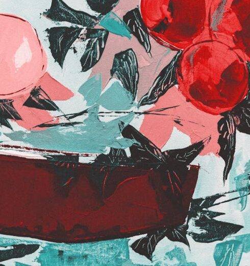 Illustration - Teal and Pink Cherry Print Garment