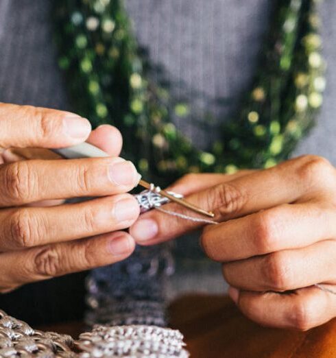 Knitting - Person Holding Crochet Hook