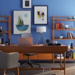 Decor - Brown Wooden Desk With Rolling Chair and Shelves Near Window