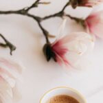 Weekend - Cup of coffee and blooming branch