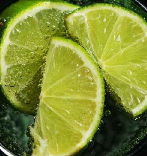 Detox - Lime Slices in Drinking Glass