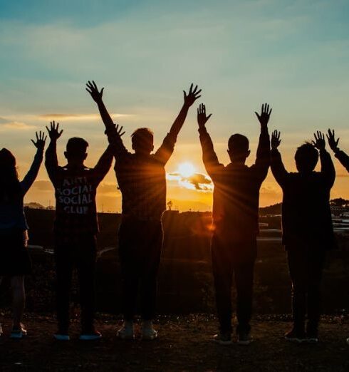 Group - People Silhouette during Sunset