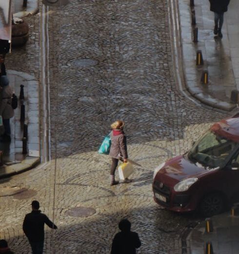 Centers - People Walking on City Street