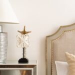 Headboard - White and Silver Table Lamp