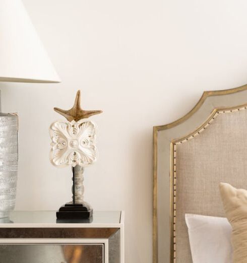 Headboard - White and Silver Table Lamp