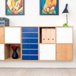 Furniture - Brown, White, and Blue Wooden Board