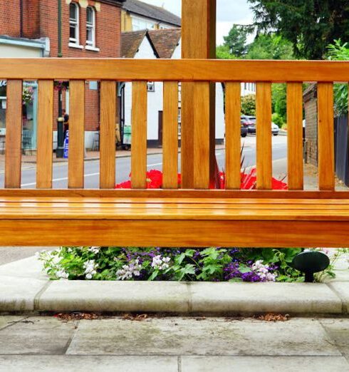 Bench - Brown Wooden Bench