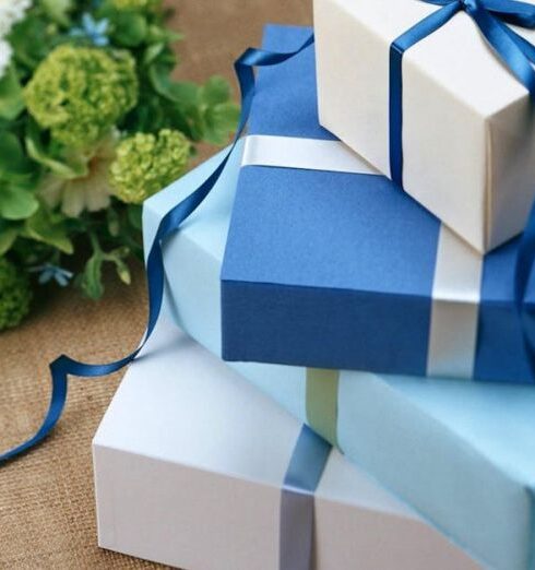 Gifts - Stacked Blue Colored Gift Boxes