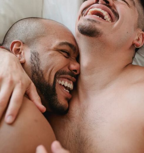 Bed - Topless Men Lying on Bed