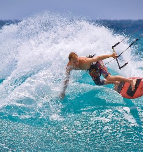 Kitesurfing - Man Kite Surfing