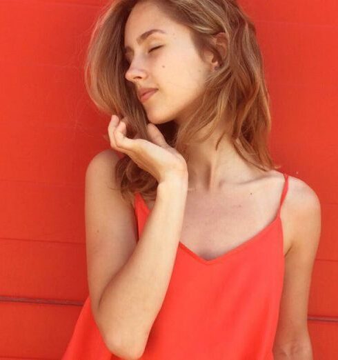 Dress - Woman Wearing Orange Spaghetti-strap Dress