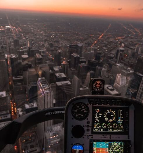 Helicopter - Aircraft Flying Above City